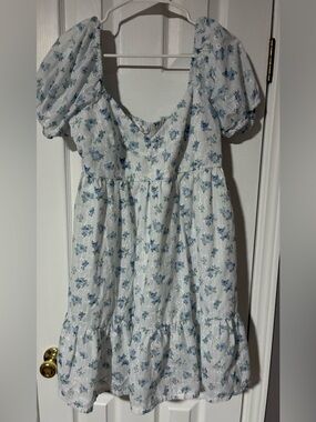 Abercrombie & Fitch White Mini Dress with Blue Floral Print